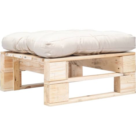 Garten-Palettenhocker mit Kissen Holz Natur