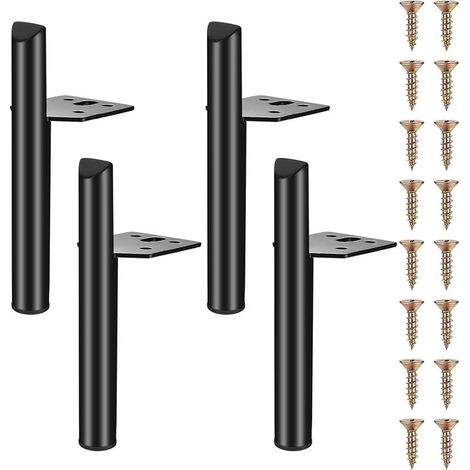 4 Pièces Pieds de Meubles 18 cm Pied Meuble, Pied de Table, Pieds Armoire en Métal, Jambes de Table, Pied pour Meuble Canapé Placard Armoires Cuisine, Noir (1/5)