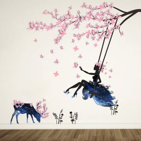 1 Sticker mural,Cerisier blanc,Vinyle,Décoration contemporaine,Chambre (1/4)
