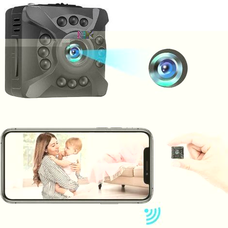 Caméra espion cachée Mini caméra Wifi sans fil 1080p avec audio et vidéo en direct Caméra de surveillance de sécurité à domicile avec détection de mouvement Application de vision nocturne Cont