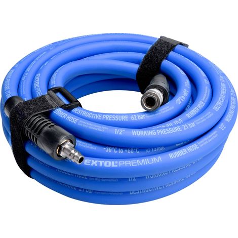 Tubo flessibile per aria EXTOL PREMIUM, gomma, attacco rapido da 1/4", 1/2" (13/19 mm), 10 m