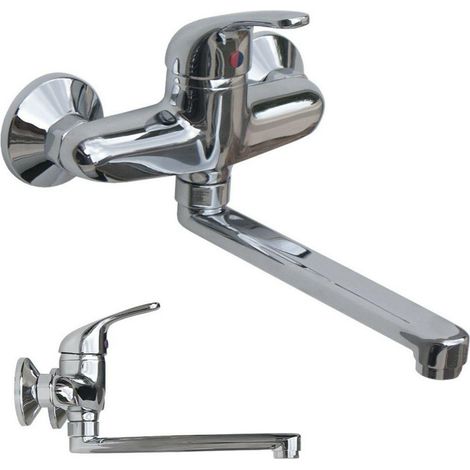 MISCELATORE RUBINETTO A MURO CROMATO INOX CUCINA CASA ACQUA NUOVO FER 138581