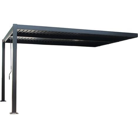 Pergola bioclimatica addossata 4x3 m in alluminio nero SIFNOS