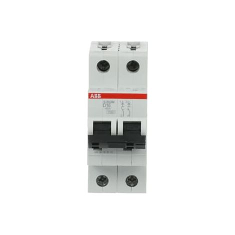 Disjoncteur S202M 2 Pôles 16A Courbe D Raccordement à vis 15KA 2 Modules 2CDS272001R0161 ABB 354263