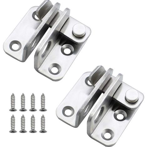 2 Loquets Porte Cadenas Droit Acier Inox 8 Vis Securite (1/4)