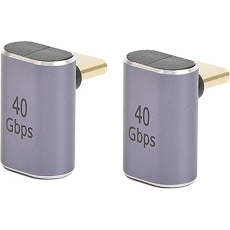 Adaptateur USB-C mâle vers USB-C femelle, mini adaptateur coudé 3D de 40 Go, vendu par paire. (1/5)