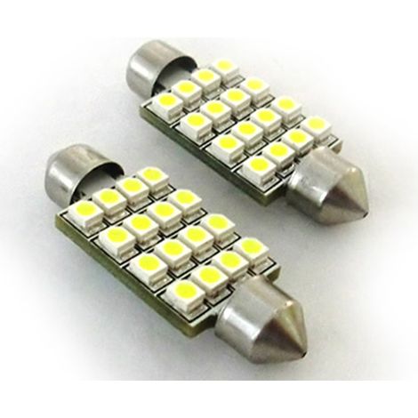 Lampada Led Siluro Canbus No Errore T11 C5W 43mm 16 SMD Luci Targa Abitacolo 12V Bianco (1/3)