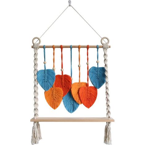 Décoration murale en feuille de macramé, décor de feuilles en macramé, Décoration d'intérieur chic, Tapisserie Boho en macramé, décoration murale, macramé à feuilles de bohème pour la décoration (1/3)
