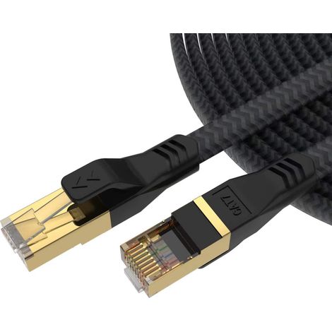 Cable Ethernet Cat 7 - 3 M - Plat Blindé - 10 Gbps - 600 MHz - Pour Routeur PC Console Jeux Vidéo - 1 Pièce