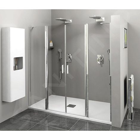 Porte de douche 160 cm – Verre de sécurité 6 mm – Aluminium poli – Antidrop – Installation au sol ou sur receveur – ZL1416 – Polysan (1/5)