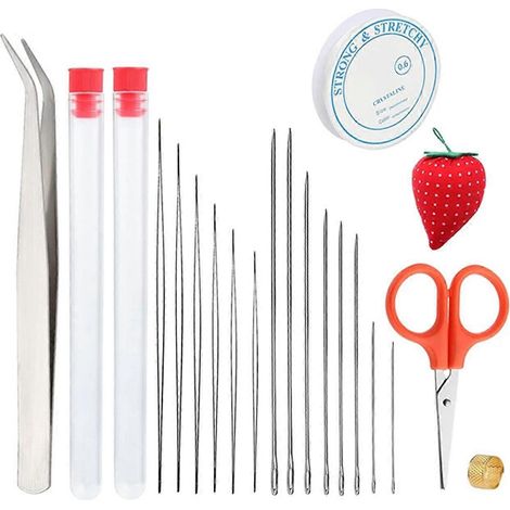 Perlensticknadeln, Nadel mit großem Öhr, kleine Schere, Pinzette, Nähset für Armbandstickerei, Schmuckherstellungswerkzeuge