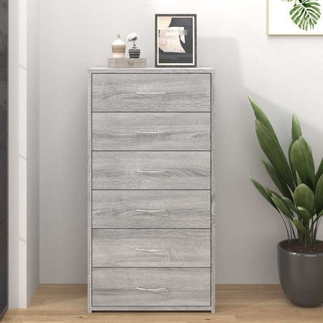 Aparador con 6 cajones contrachapado gris Sonoma 50x34x96 cm (1/4)
