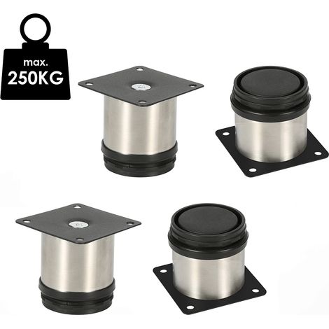 Randaco 4X Muebles Piernas 18CM Acero inoxidable Sofá Pierna Soporte Ajustable Armario Pierna Sofá Piernas Piernas Cama