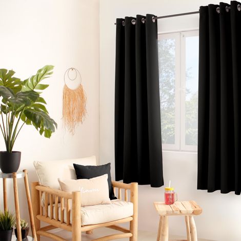 Rideau occultant thermique 140x180cm – Doublé polaire 100% polyester – Lavable à 30° – Noir – Decostars