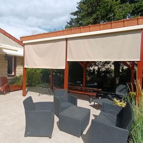Store vertical enrouleur extérieur 1,4 x 2,5 m – Coffre en aluminium extrudé – Toile imperméable anti-UV – Installation murale ou plafond – Sunny Inch