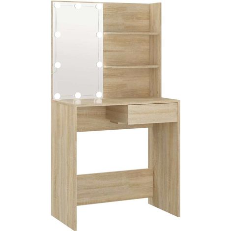 Coiffeuse avec LED chêne sonoma 74,5x40x141cm bois d'ingénierie