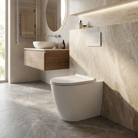 WC filomuro rimless in ceramica fissaggi nascosti bianco 36x55 cm – Mayka  Ceramica Dolomite