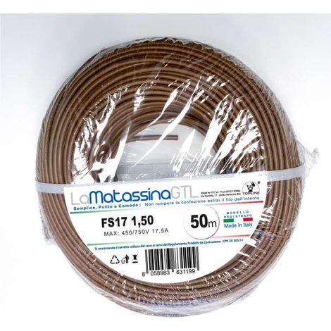Cavo unipolare fs17 go-at topline mfs171,5ma50-1,5mmq-50 metri-marrone
