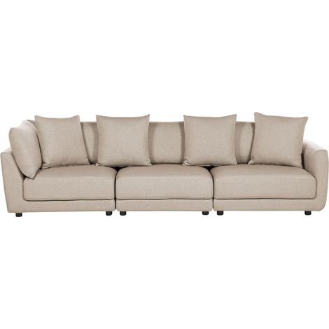 Divano imbottito classico a 3 posti in tessuto Cuscini extra beige