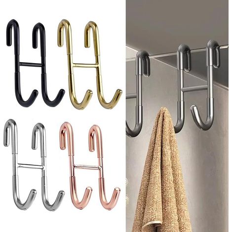 Crochet en S 12x5cm inox/silicone argenté, pour paroi vitrée (1/5)