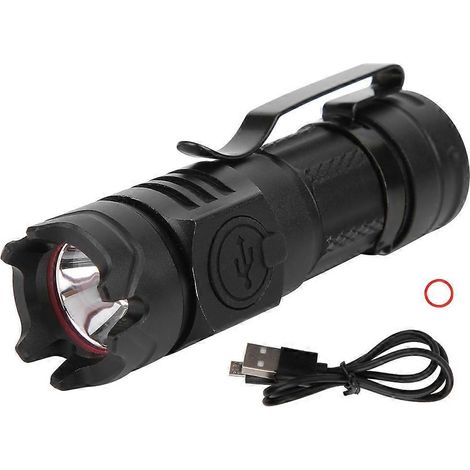 Lampe torche 2024 rechargeable USB, focale fixe, ultra-lumineuse, en alliage d'aluminium, mini tactique