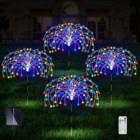 Solar LED fireworks for outdoor festivals, gardens, and lawn decorations - 1 drag light, 3-360 LEDs (with 17-key remote control)