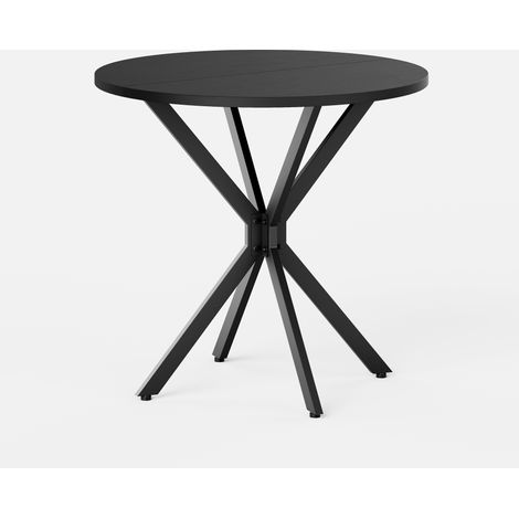 Tavolo rotondo nero da 80 cm con gambe a X in metallo (1/5)