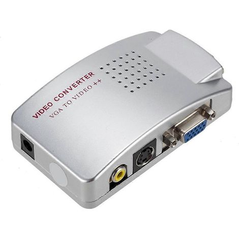 Adaptateur VGA vers RCA : convertisseur d'entrée VGA composite vers sortie AV/S-Vidéo/VGA pour PC, ordinateur portable, lecteur DVD, magnétoscope numérique, moniteur HDTV. (1/5)