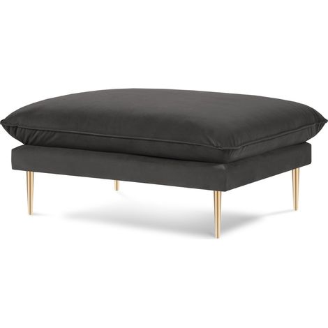 Pouf en velours gris foncé (1/4)