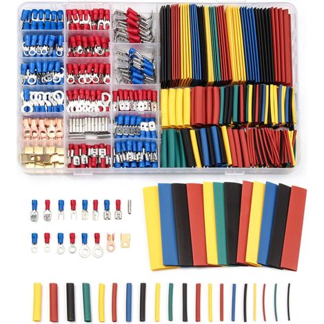 Cosses à sertir Coffret Connexion de câblage à froid 350 pièces avec 328 manchons thermorétractables 2:1 en PVC pour ateliers et voitures Couleur Aléatoire (1/5)
