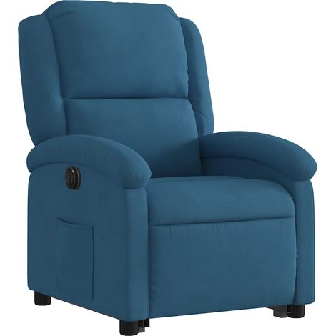 Fauteuil relax TV fonction de levage électrique très confortable en velours bleu DEC028241