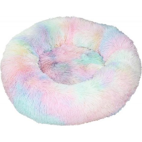 Coussin 100 cm avec housse lavable - Arc-en-ciel pastel - Coussin pour chien, coussin de jeu pour enfant - Pouf rond en forme de donut, coussin de salon coloré pour chien (1/5)