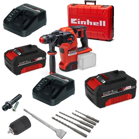Einhell 18v 36V X-Change Cordless SDS Hammer Drill Kit + SDS Bits Chisel + Chuck (1/5)