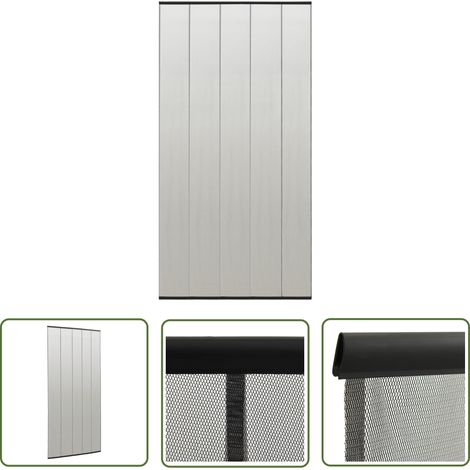 The Living Store Moustiquaire de porte rideau en maille 5 pcs Noir 120x240 cm - Moustiquaire Porte - Écran Porte - Protection Insecte - Anti Moustique - Filet Porte (1/5)