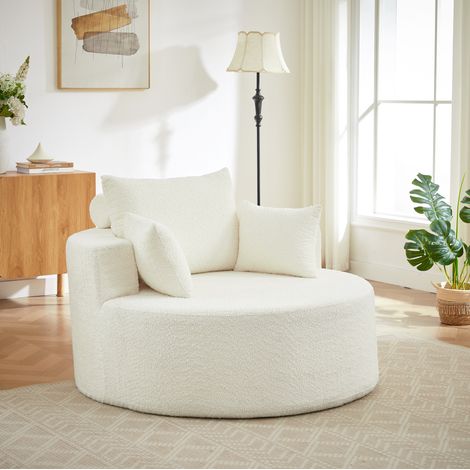 Modul-Sessel Beige Chenille montagefrei mit Rückenkissen (1/5)