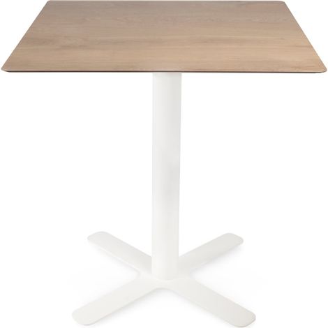Mesa cuadrada interior 70x70 pie blanco - tablero roble natural GOYA HPL garbar