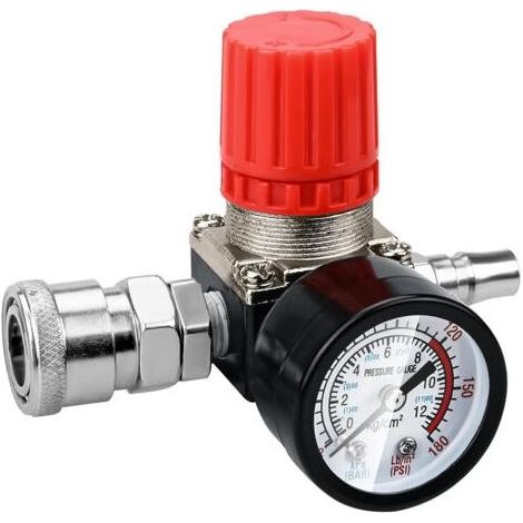 Régulateur de Pression Compresseur d\'Air 1/4" - Détendeur Pneumatique - Valve de Régulation Pression 180psi 12bar (Valve à Trois Voies) (1/5)