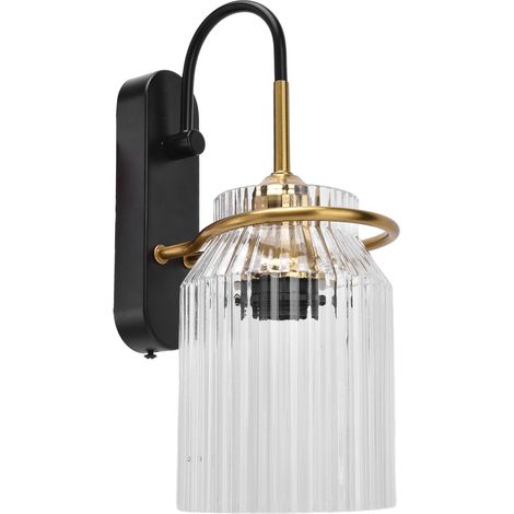 E26/E27 applique murale rétro abat-jour en verre lampe pour chambre tête de lit salon (1/5)