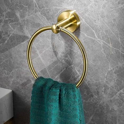 Union – Scaldasalviette a parete in acciaio inox 304 – Anello girevole a 180° – Finitura color oro antiruggine – Per bagni moderni (1/5)