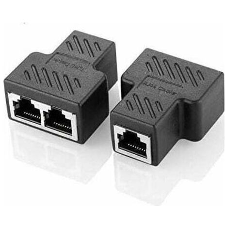 RJ45 Splitter Connecteurs Adaptateur 1 à 2 Ethernet Splitter Coupleur Double Prise HUB Interface Contact Modulaire Fiche Connect Réseau LAN Internet Cat5 Cat5e Cat6 Cat7 Câbles 2 Pack (1/4)