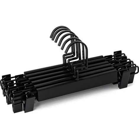 Lot de 6 cintres à pinces Rita SKLUM noirs pour pantalon jupe organisateur dressing rangement pratique (1/5)