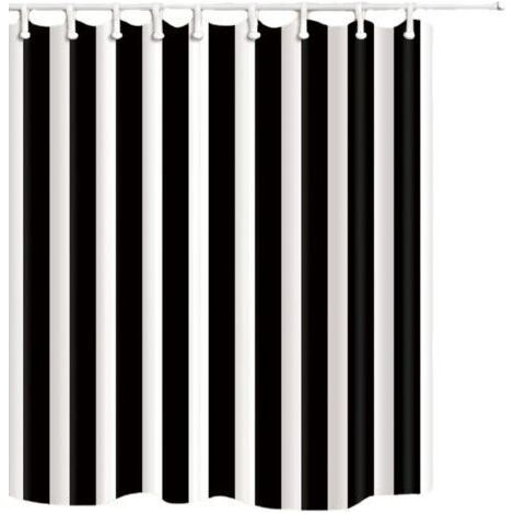 Rideau de douche,Rideau de douche rayé noir et blanc tissu polyester imperméable 180x200cm salle de bain décor simple et élégant rideau de douche (1/2)