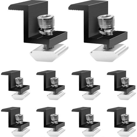 Lot de 10 supports pour panneaux solaires, pince de serrage de 30 mm, noirs, fixation pour panneaux solaires, support en Z, pince réglable, support pour panneaux photovoltaïques PV (1/4)