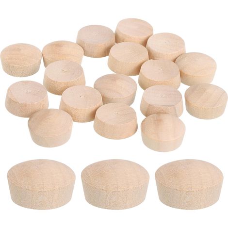40Pcs Bouchons à Bouton en Bois, 18,5mm Tête Plate Bouchons de Trou de Vis en Bois Dur, Capuchons en Bois, Bouchons pour Meubles, Travail du Bois, Artisanat (20mm x 18,5mm) (1/5)