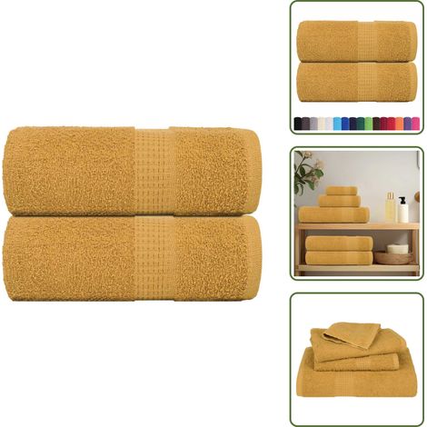 vidaXL Serviettes d'invité 2 pcs doré 30x50 cm 360 g/m² 100% coton (1/5)