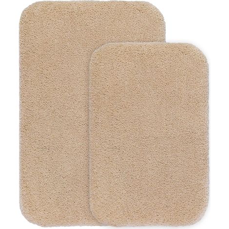 Set mit 2 Mikrofaser-Badematten, rutschfest, saugfähig, weich für Bad und Dusche (1/5)