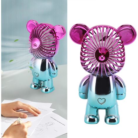 Ventilateur portable Bearbricklys mignon, rechargeable par USB A-2 (1/5)