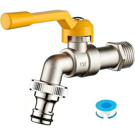 Robinet Exterieur Jardin 1/2 Pouce en Laiton Massif Epaissi, Robinet Mural Exterieur Antigel avec Noyau en Cuivre a Grand Debit, Robinet de Jardin pour Cuve de 1000 Litres et Recuperateur Eau (1/5)