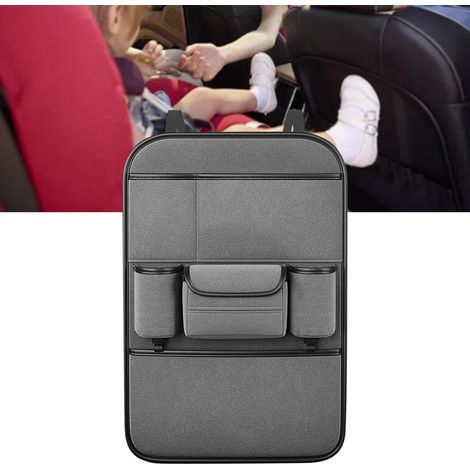 Sac de Rangement Dossier de Siège Auto, Grand Format Organiseur Multifonctionnel Suspension, Bureau, Siège Enfant, Gris (1/5)