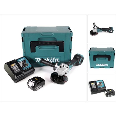 Makita DGA 517 RM1J Akku Winkelschleifer 18 V 125 mm Brushless + 1x Akku 4,0 Ah + Ladegerät + Makpac